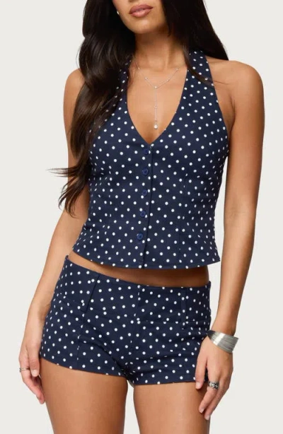 Edikted Twyla Dot Halter Top In Blue