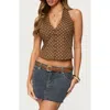 Edikted Twyla Polka Dot Halter Top In Brown