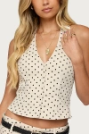 Edikted Twyla Polka Dot Halter Top In Cream, Women's At Urban Outfitters In White