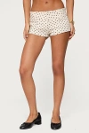 Edikted Twyla Polka Dot Stretch Shorts In White
