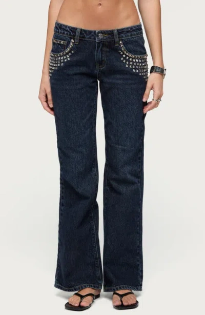 Edikted Tyler Stud Bootcut Jeans In Blue