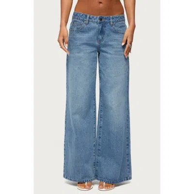Edikted Uk Cutie Low Rise Wide Leg Jeans In Blue