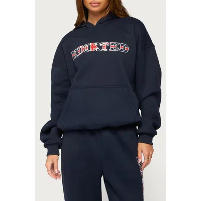 Edikted Uk Graphic Hoodie In Blue