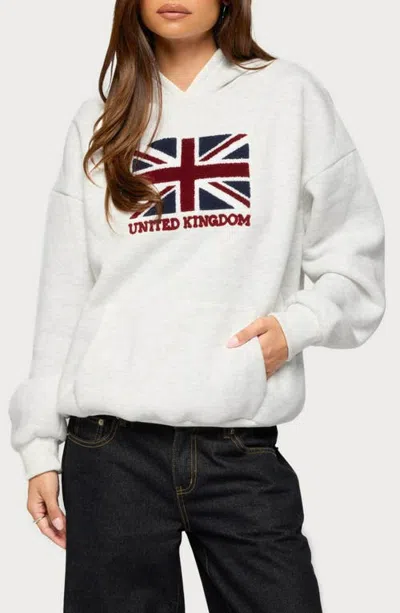 Edikted United Kingdom Graphic Hoodie In Light-gray-melange