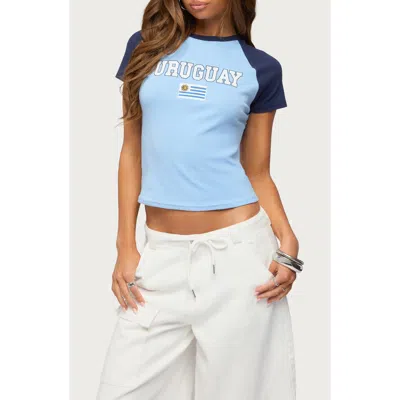 Edikted Uruguay Raglan Sleeve T-shirt In Blue