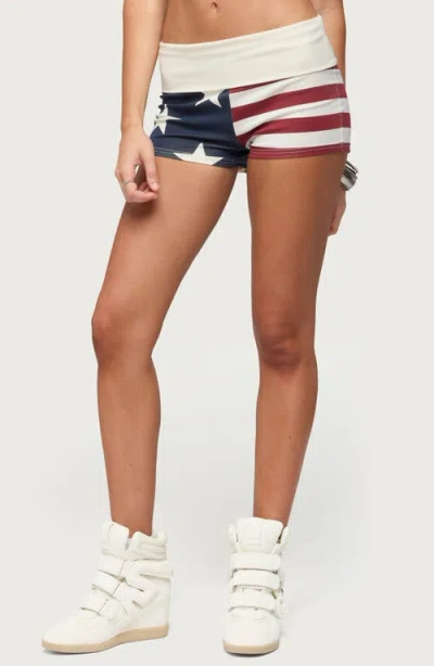 Edikted Usa Foldover Shorts In Multi