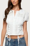 Edikted Valera Cotton Tailored Button Up Shirt Top In White, Women's At Urban Outfitters In White