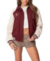 Edikted Varsity Oversized Bomber Jacket In Burgundy