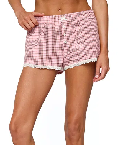 Edikted Vaughn Lacey Plaid Shorts In Pink
