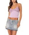 Edikted Vedar Ruffled Crop Camisole In Mauve