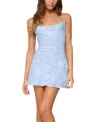 Edikted Velvet Embroidered Backless Mini Dress In Blue