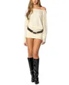 Edikted Venice Long Sleeve Open Back Midi Dress In Cream