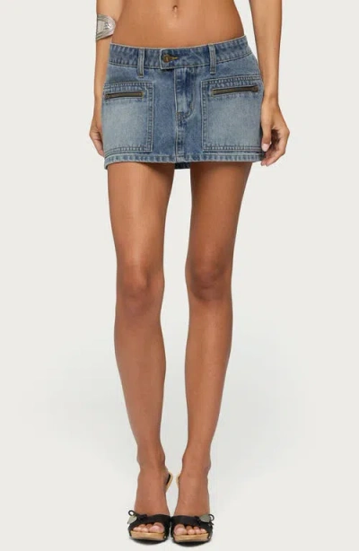 Edikted Verena Denim Microskirt In Blue