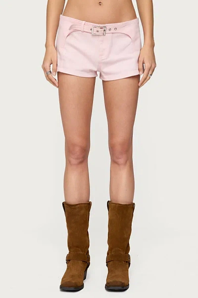 Edikted Vicco Belt Detail Shorts In Light/pink, Women's At Urban Outfitters
