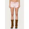 Edikted Vicco Belted Low Rise Shorts In Pink
