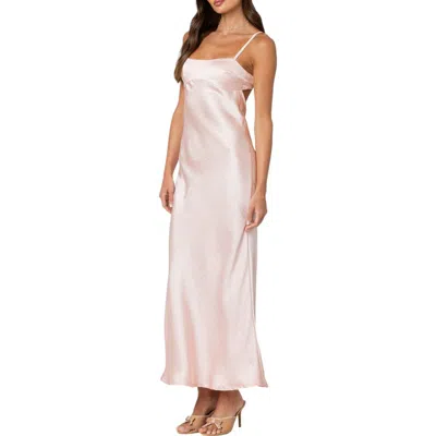 Edikted Vienna Open Back Satin Maxi Dress In Light Pink