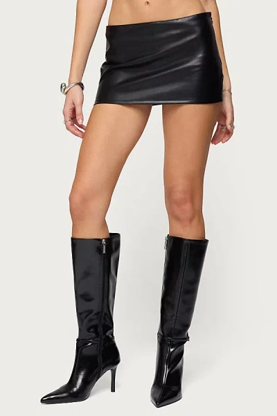 Edikted Viki Faux Leather Mini Skort In Black, Women's At Urban Outfitters