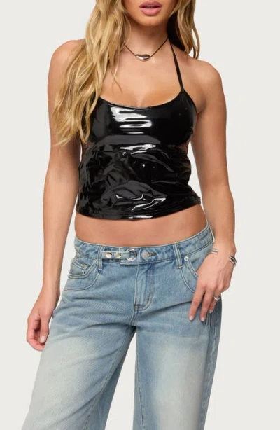 EDIKTED EDIKTED VIKKI VINYL HALTER TOP