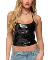 Edikted Vikki Vinyl Halter Top In Black