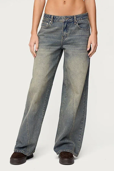 Edikted Vintage Washed Low Rise Baggy Jeans In Blue/vintage/washed, Women's At Urban Outfitters