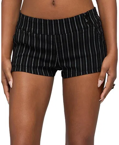 Edikted Violetta Striped Micro Shorts In Black