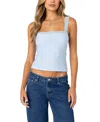 Edikted Virginia Lace Trim Eyelet Tank Top In Light Blue