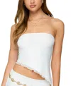 Edikted Vivi Mesh Asymmetric Tube Top In White