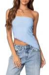 Edikted Vivi Mesh Asymmetric Tube Top In Light-blue