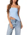 Edikted Vivi Mesh Asymmetric Tube Top In Light Blue