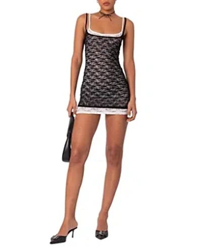 Edikted Vivian Layered Lace Mini Dress In Black And White