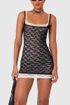 Edikted Vivian Layered Lace Mini Dress In Black/and/white, Women's At Urban Outfitters