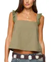 Edikted Viviana Linen Look Top In Green