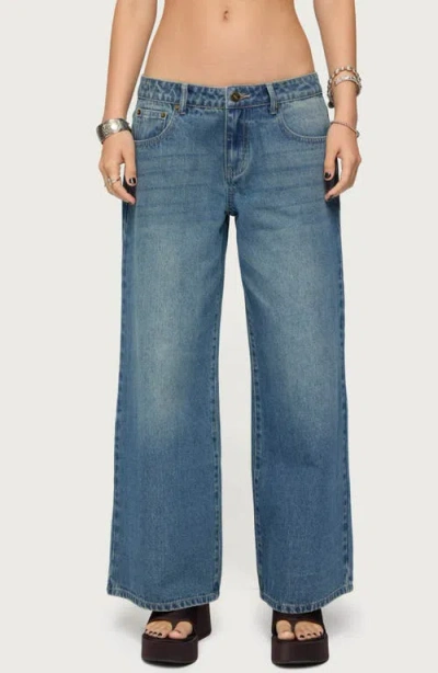 EDIKTED EDIKTED VYXEN BOW PRINT LOW RISE WIDE LEG JEANS
