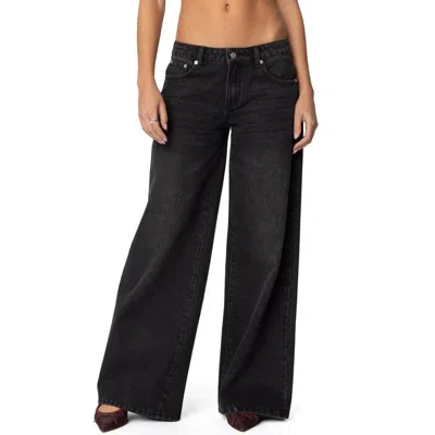 Edikted Vyxen Wide Leg Jeans In Black-washed