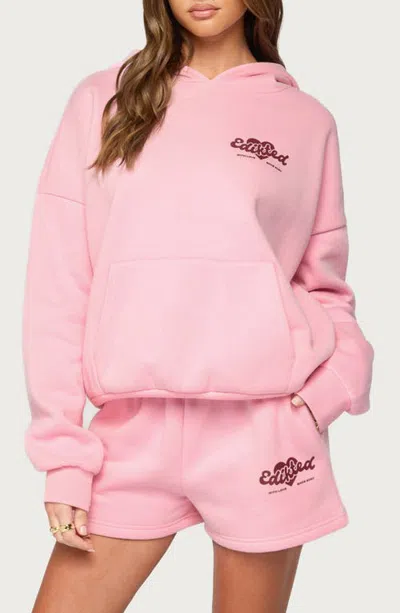 Edikted Were Graphic Hoodie In Pink