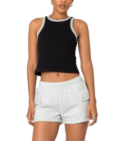 EDIKTED WES CONTRAST RIBBED TANK TOP