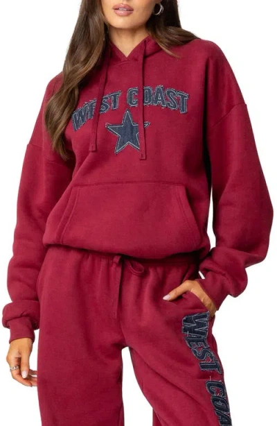 Edikted West Coast Hoodie In Burgundy