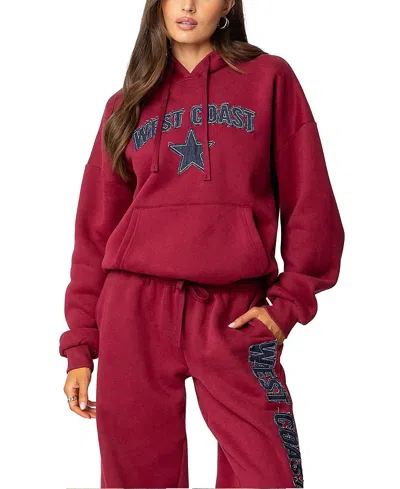 Edikted West Coast Hoodie In Burgundy