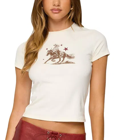 Edikted Western Graphic T Shirt In White