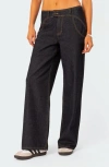 Edikted Western Straight Leg Jeans In Dark-blue