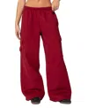 Edikted Wide Leg Cargo Sweatpants In Burgundy