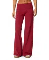 Edikted Wide Leg Fold Over Pants In Burgundy