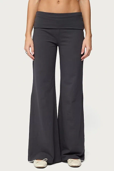 Edikted Wide Leg Fold Over Pants In Dark/gray, Women's At Urban Outfitters