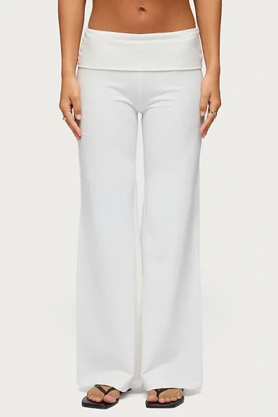 Edikted Wide Leg Fold Over Pants In White, Women's At Urban Outfitters