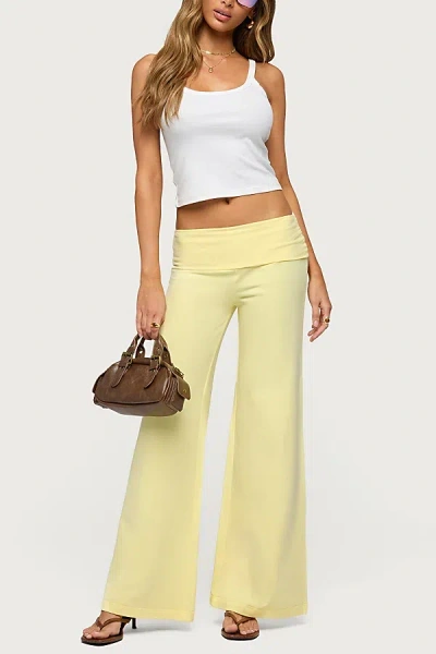 Edikted Wide Leg Fold Over Pants In Yellow, Women's At Urban Outfitters