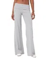 Edikted Wide Leg Fold Over Pants In Light Gray Melange