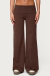 Edikted Wide Leg Fold Over Pants In Brown