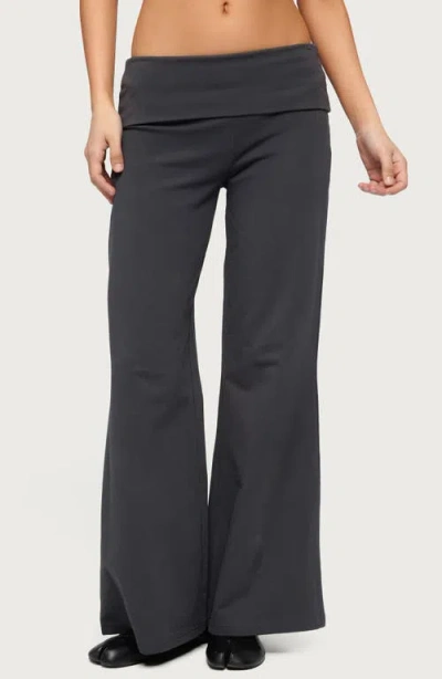 Edikted Wide Leg Foldover Pants In Gray