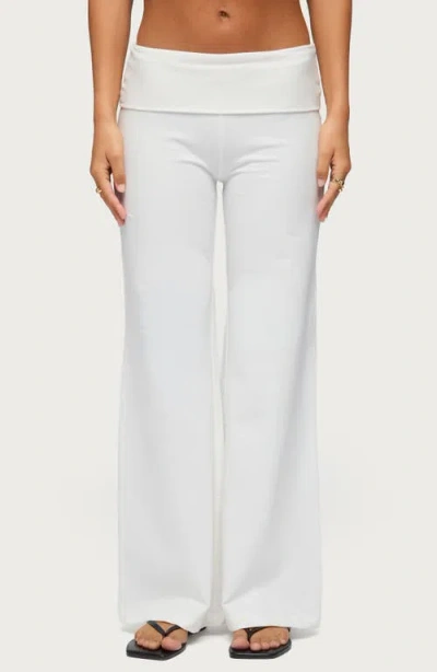 Edikted Wide Leg Foldover Pants In White