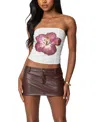 Edikted Wild Blossom Strapless Mesh Corset Top In White